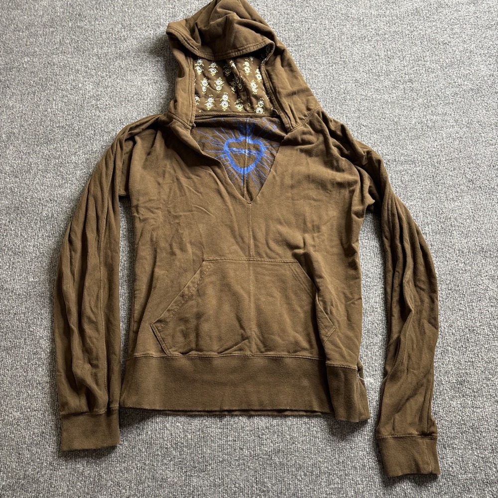 Vintage Free People Brown Casual Boho Hoodie Sweater Women's Size Large
